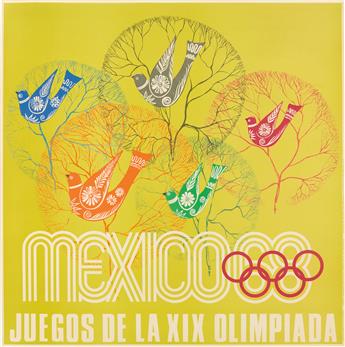 VARIOUS ARTISTS. MEXICO / JUEGOS DE LA XIX OLIMPIADA. Group of 4 posters. 1968. Each approximately 35x35 inches, 90x90 cm.